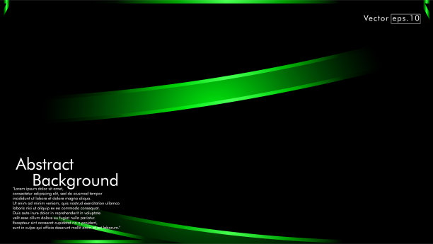 绿色缎带波浪在黑色的背景布局图片下载