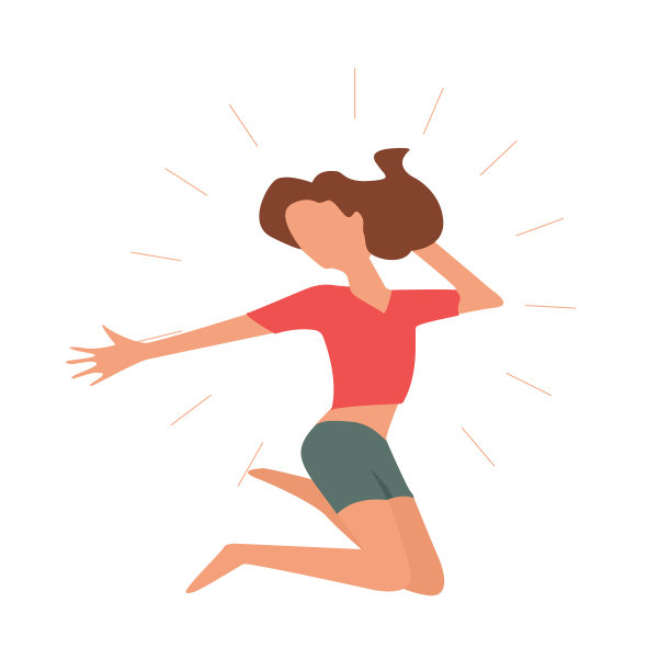 一个年轻的女孩跳起来图片下载
