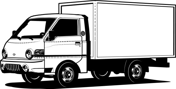 卡车轮廓模板孤立在白色上图片下载