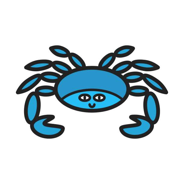 卡通蓝蟹孤立在白色背景。图片下载