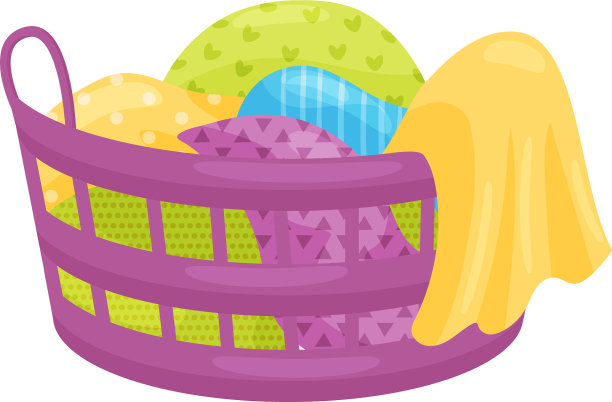 装满干净或脏的紫色塑料篮子图片下载