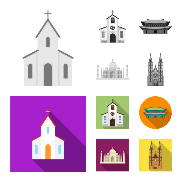 设计宗教和婚礼标志套装图片下载