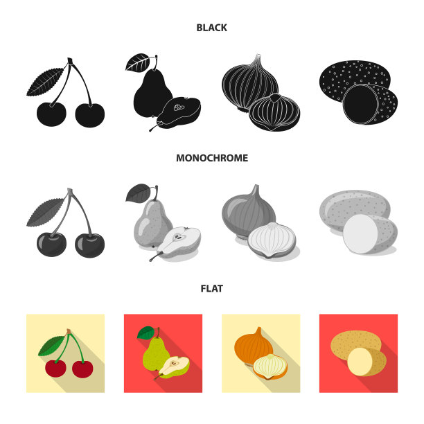 孤立对象蔬菜和水果标志图片下载
