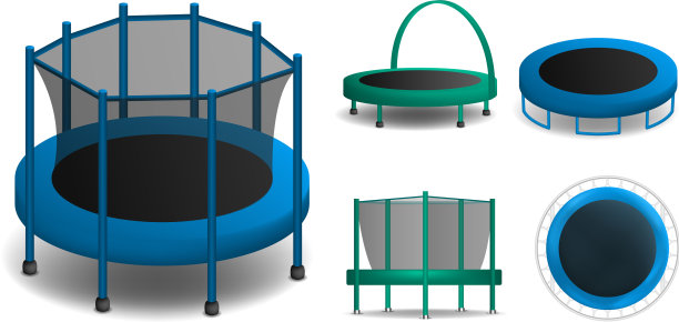 蹦床图标设置现实风格图片下载