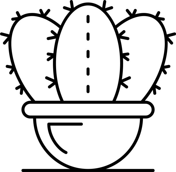 植物仙人掌花盆图标轮廓风格图片下载