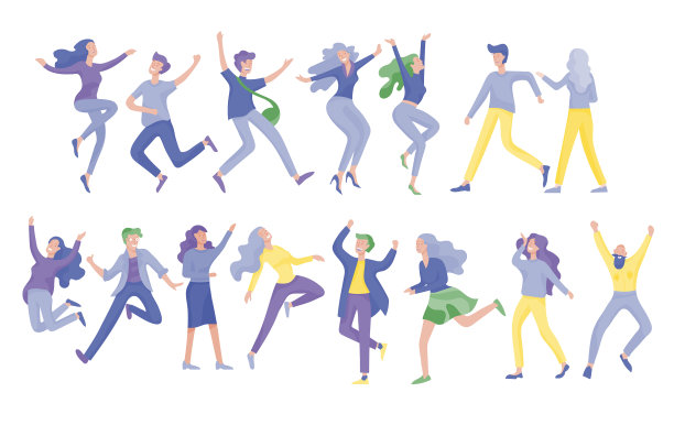 跳跃角色摆出各种姿势，一群年轻人图片下载