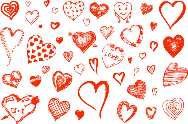 一套心形涂鸦情人节爱的象征图片下载