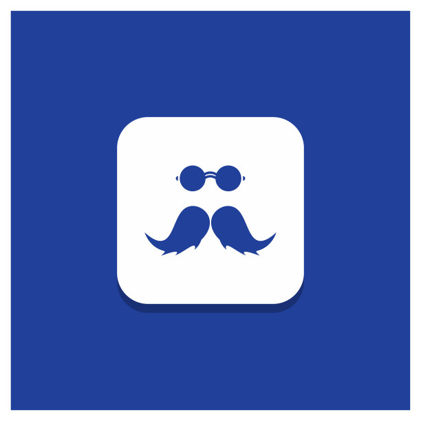 蓝色圆形按钮为小胡子潮movember图片下载
