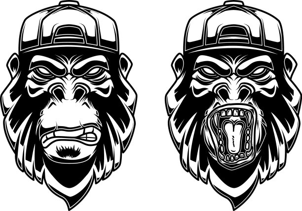 白色棒球帽上的大猩猩套装图片下载