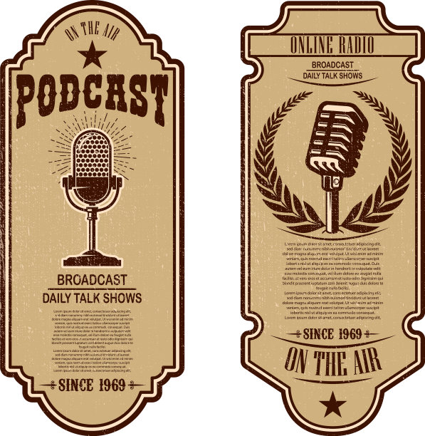 一套复古播客电台传单图片下载
