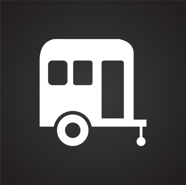 露营车图标在黑色背景的图形图片下载