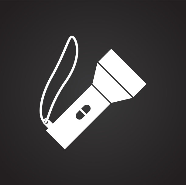 野营手电筒的图标在黑色的背景图片下载