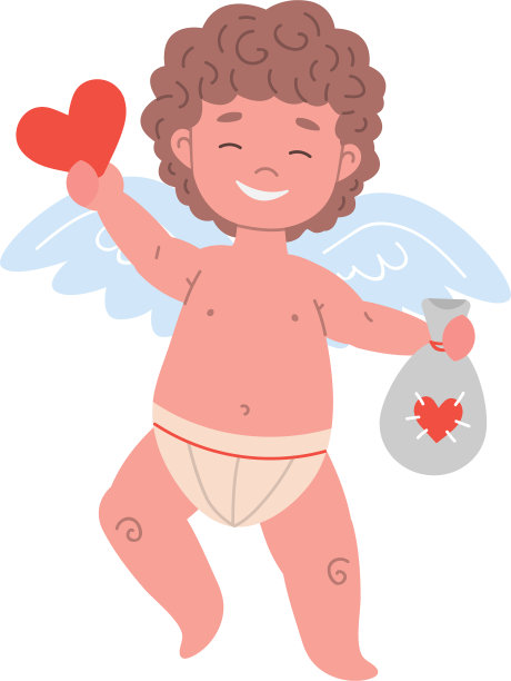 微笑的丘比特字符持有情人节卡图片下载