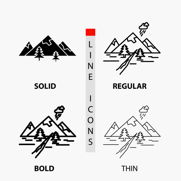 山岩景观自然山的图标在薄图片下载