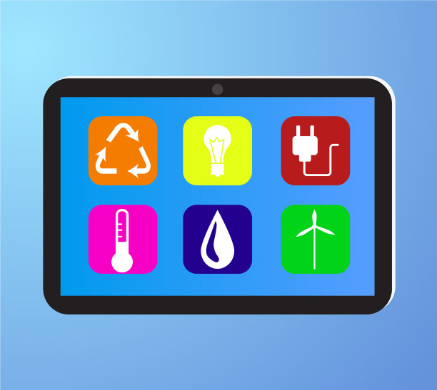 数字触摸屏上的环保工厂图片下载