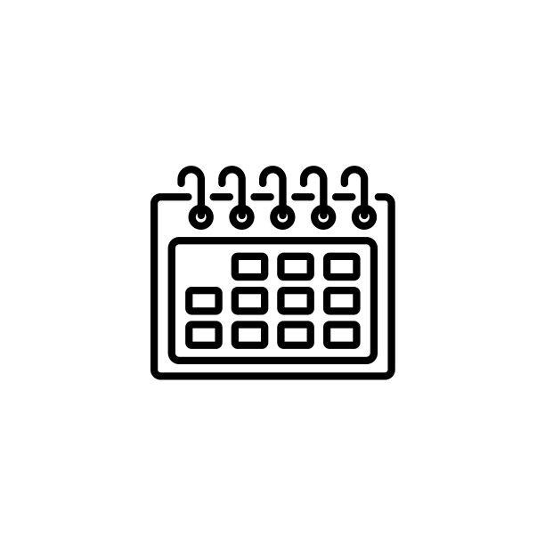 白色背景上的日历Web线条图标图片下载