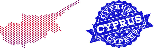 塞浦路斯岛的渐变虚线地图拼贴图片下载