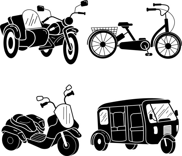 三轮车图标设置简单的风格图片下载