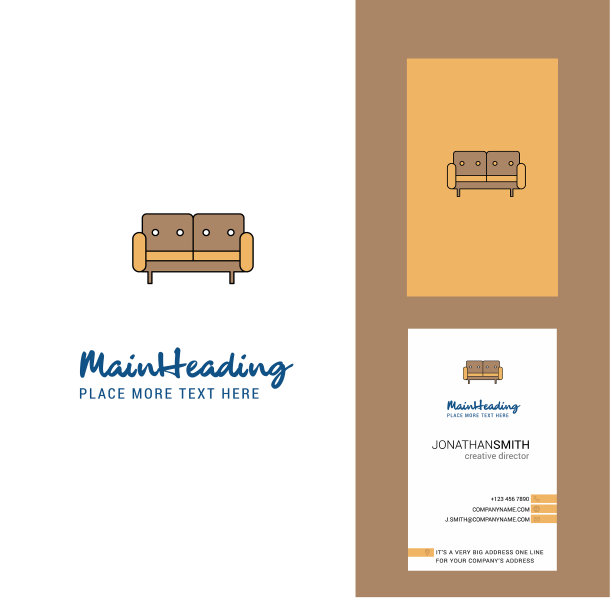 沙发创意logo和名片垂直图片下载