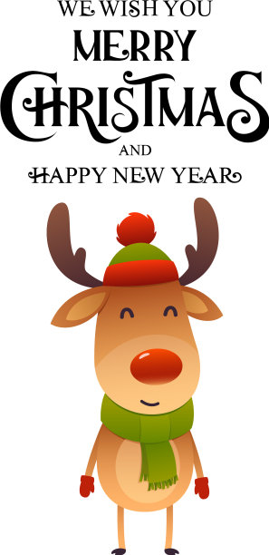 圣诞可爱的驯鹿有红色和帽子鼻子图片下载