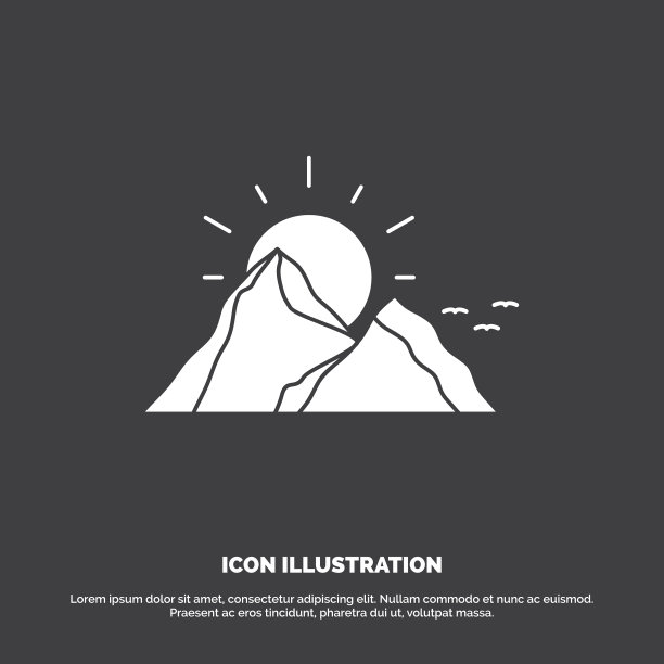 山景观自然山太阳图标字形图片下载