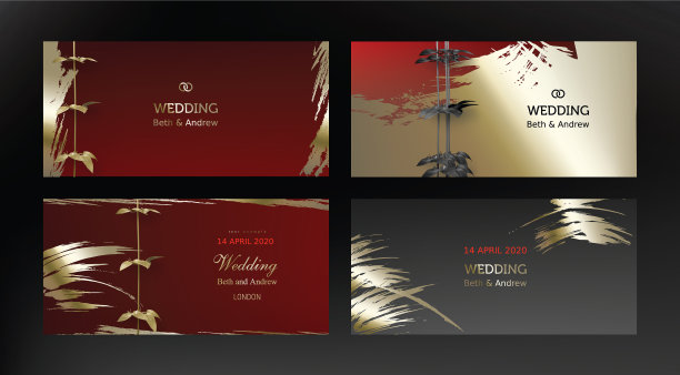 热带黑色和金色的叶子在黑暗的背景图片下载