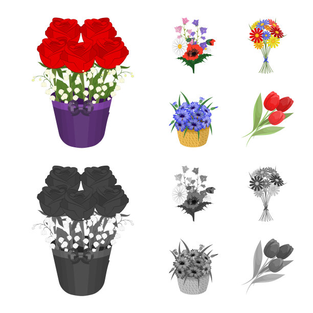 春天和花环标志集图片下载