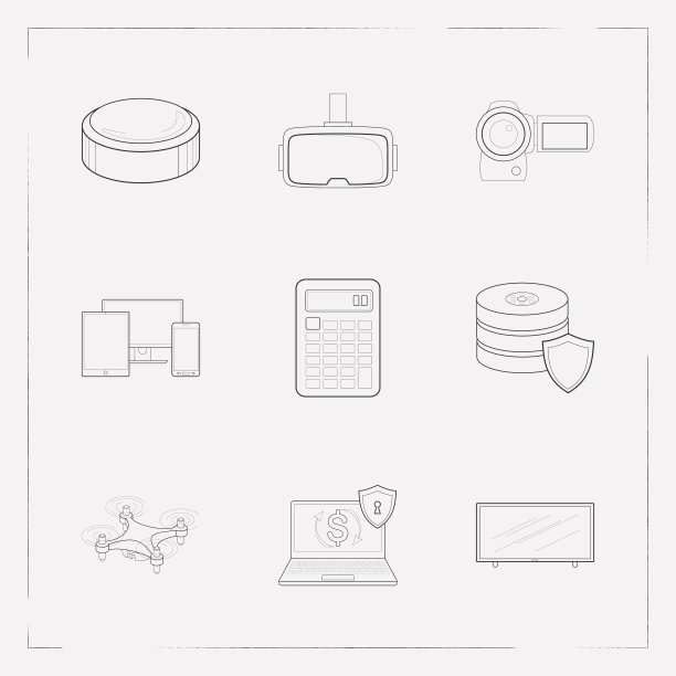 一套电子图标线条样式符号用图片下载