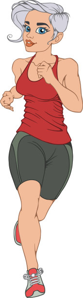 健身女孩在白色背景上轻跑图片下载