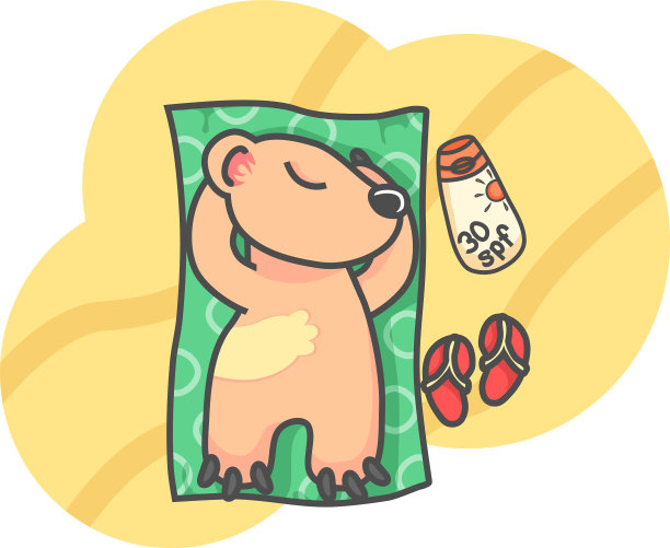熊在海滩上晒日光浴图片下载