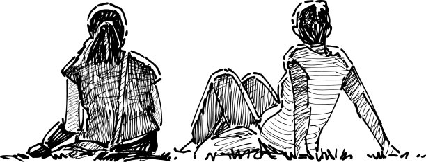 女孩们在草地上休息图片下载