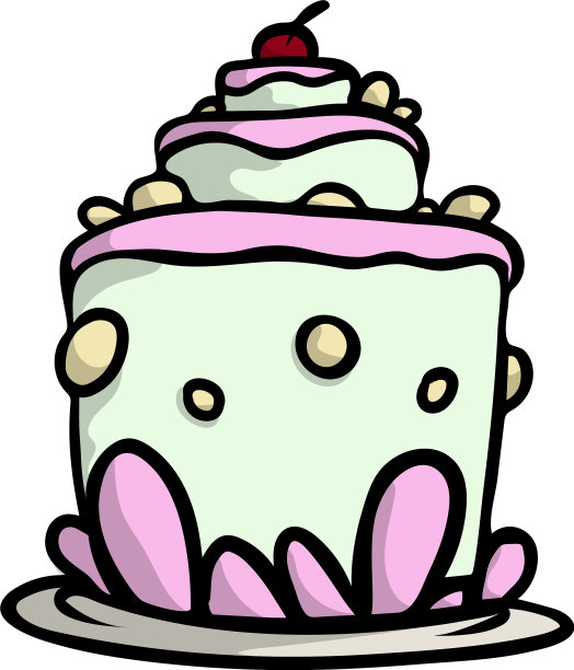奶油色大蛋糕，绿、粉、红相间图片下载