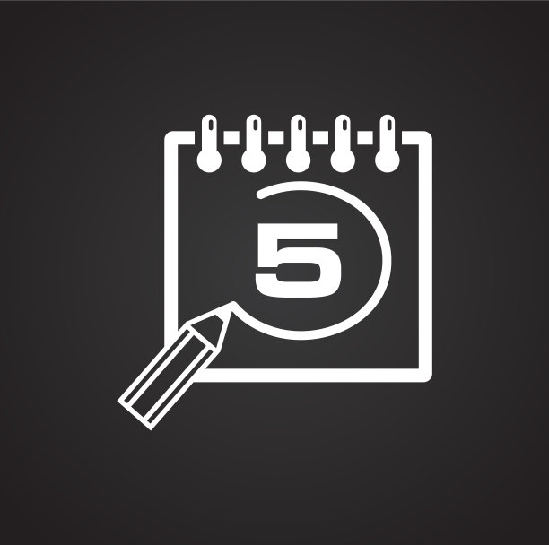 日历图标在黑色背景的图形和图片下载