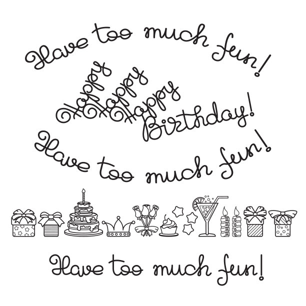 一套字母和图标为生日图片下载