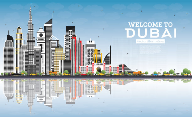 欢迎来到迪拜阿联酋的灰色建筑天际线图片下载