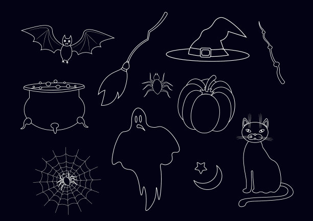 万圣节轮廓图标设计集万圣节猫图片下载