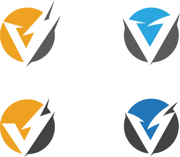 字母V闪电logo模板图片下载