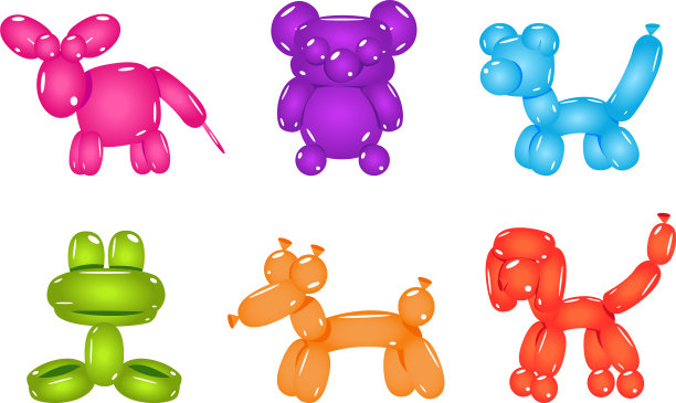 一组不同动物形式的气球图片下载
