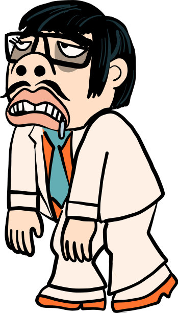 男人穿着白色套装卡通在行动图片下载