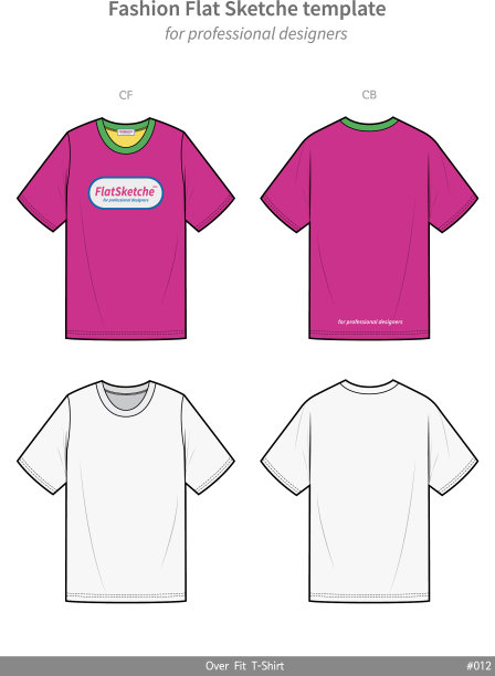 超合身t恤时尚平面技术图纸图片下载