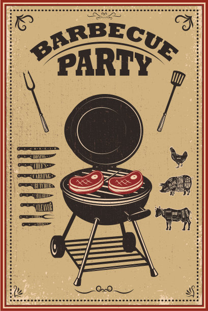 烧烤派对海报烧烤和烧烤设计图片下载