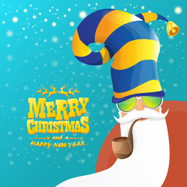 摇滚圣诞老人抽烟斗图片下载