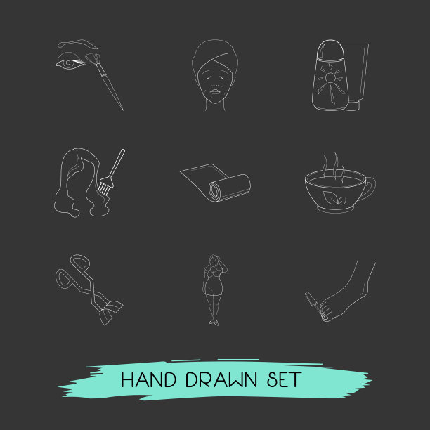 一套魅力图标线条风格符号与瑜伽图片下载