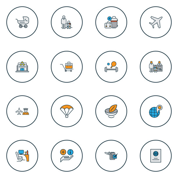 交通图标用彩色线设置图片下载