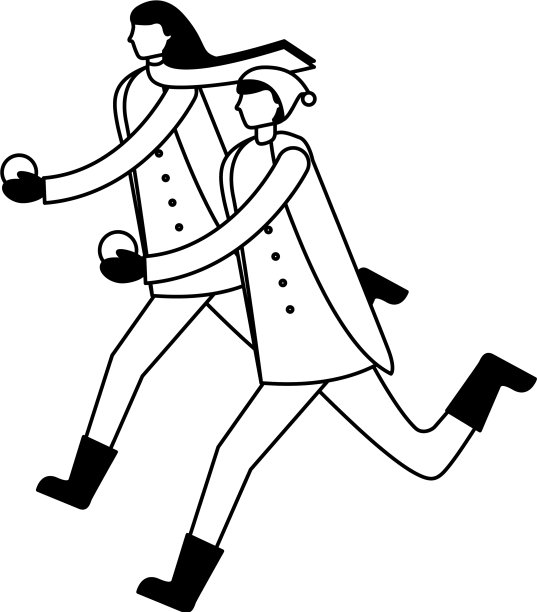 一对夫妇在玩冬天的雪球图片下载