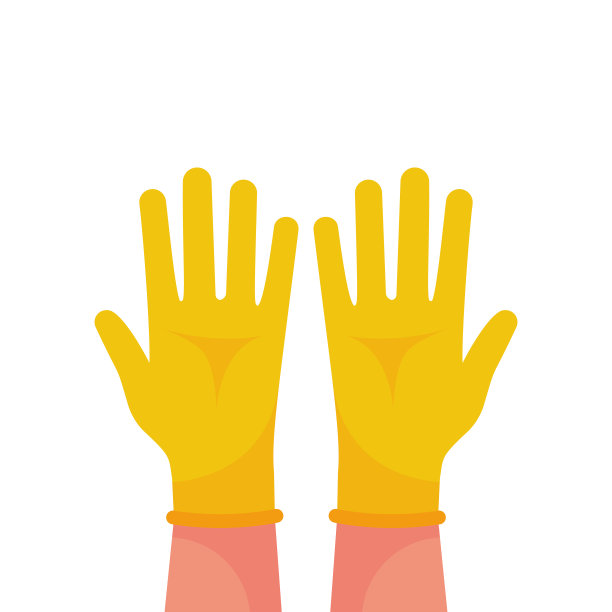 双手戴上黄色防护手套图片下载