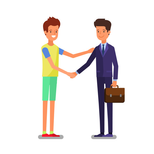 卡通商人在交易时握手图片下载