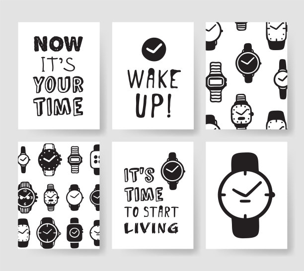 一套时尚卡片手绘模式潮人图片下载