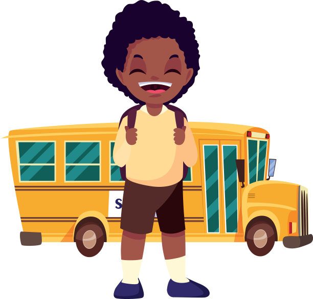 学生和巴士接送回学校图片下载