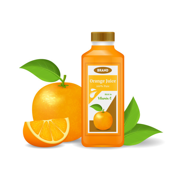 逼真详细的3d橙汁孤立上图片下载